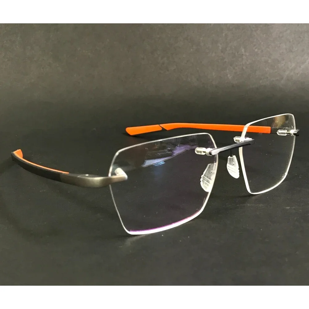 McLaren Eyeglasses Frames ML MS-85O02 C03 Black Orange Gray Square 54-17-145